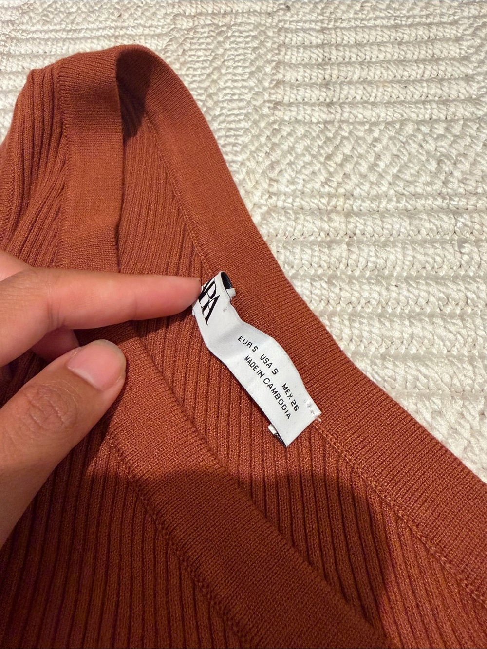 Zara One-Shoulder Ribbed Tank Top - Rust Orange - Picture 3 of 3
